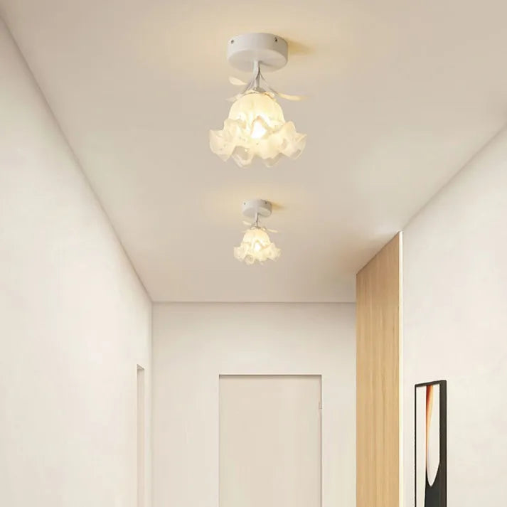Clarelle Tiffany Style Mini Floral Ceiling Light In Glass And Iron