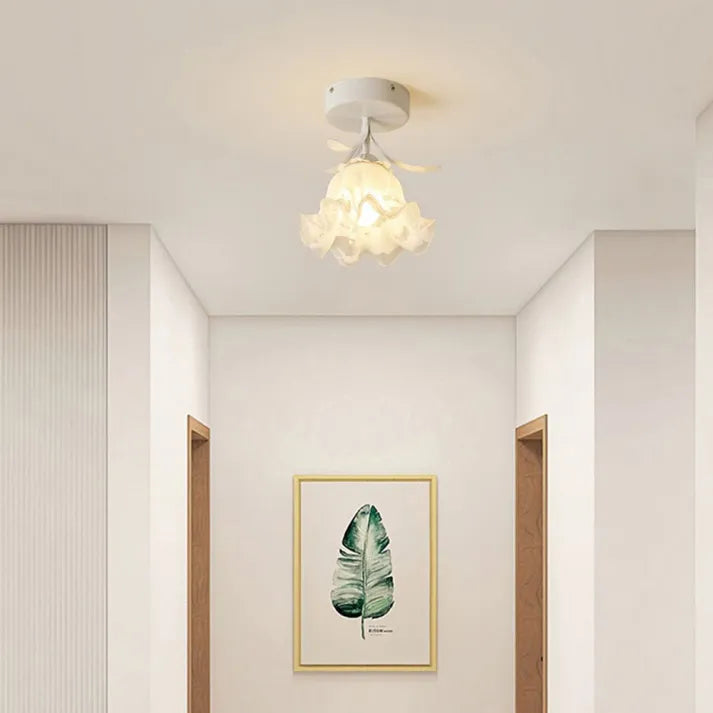 Clarelle Tiffany Style Mini Floral Ceiling Light In Glass And Iron