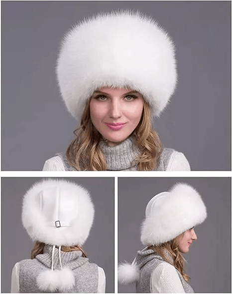 Cappello Invernale di Lusso Aurora in Pelliccia di Volpe con Protezioni per le Orecchie per Donna