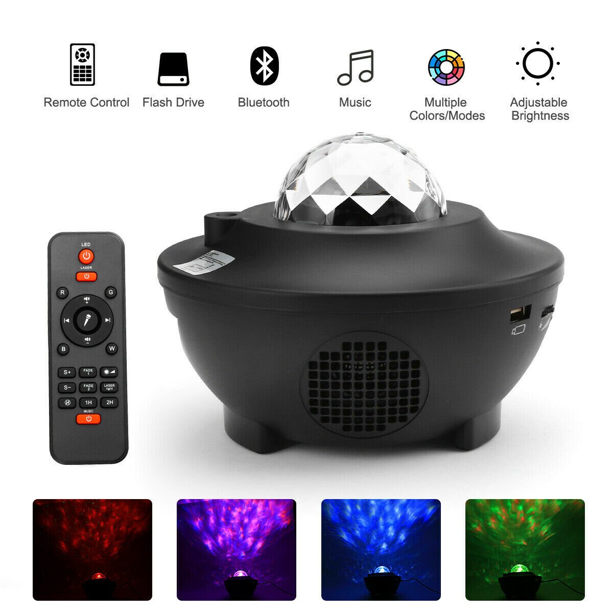 AstraNova Portable Galaxy Projector With Bluetooth Speaker And Remote