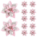 LumaPetal Sparkling Christmas Flowers, 14.5 Cm in Pink, Red, and Gold