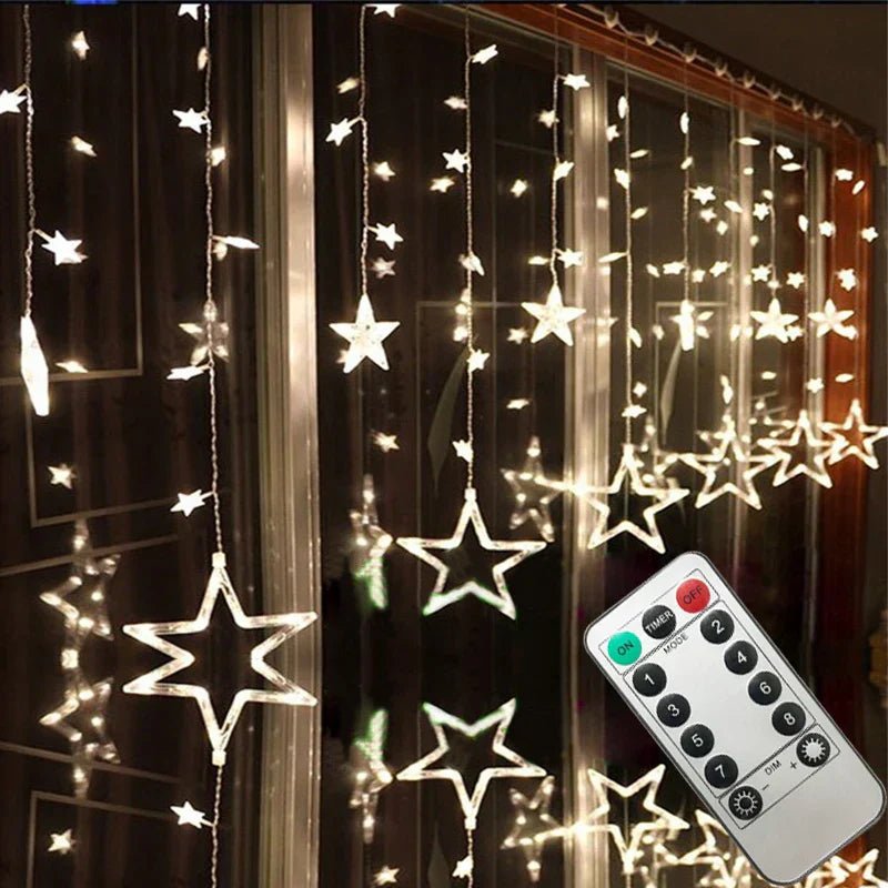 StellarGlow LED Star Light Chain For Cozy Christmas Evenings