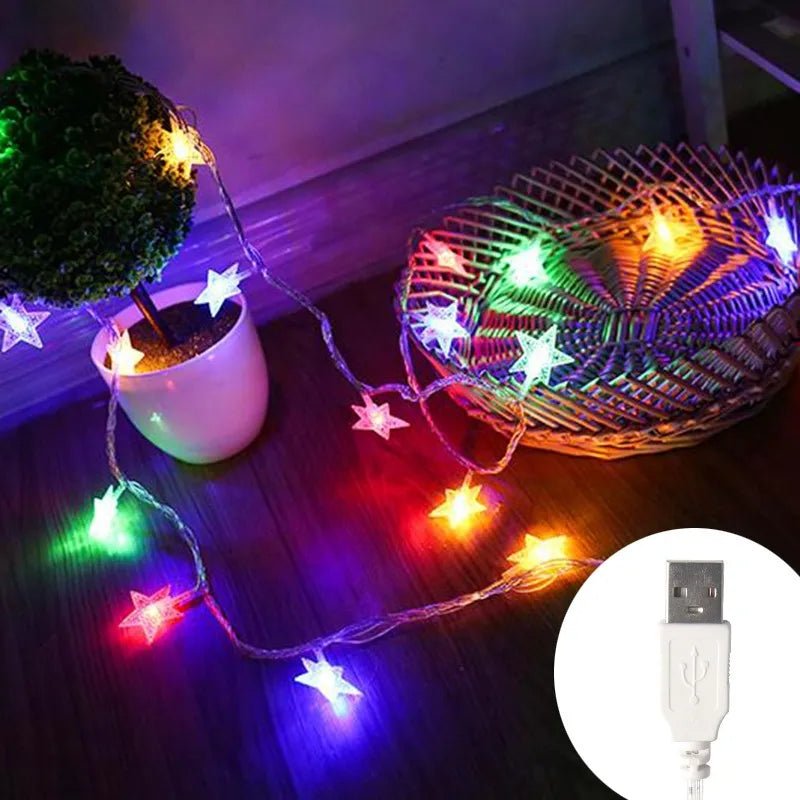 LumaFlare LED řetězová světla s teplým světlem a barevným třpytem