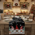 LinenAura Festive Linen Table Runner For Christmas With Snowflake And Gnome Motif