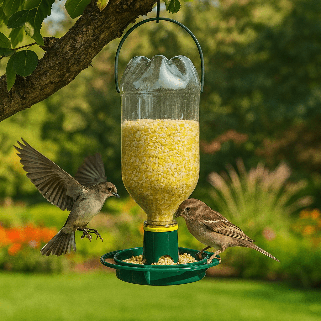 Eco Cycle Bird Feeder With Automatic Recycling Bottle System