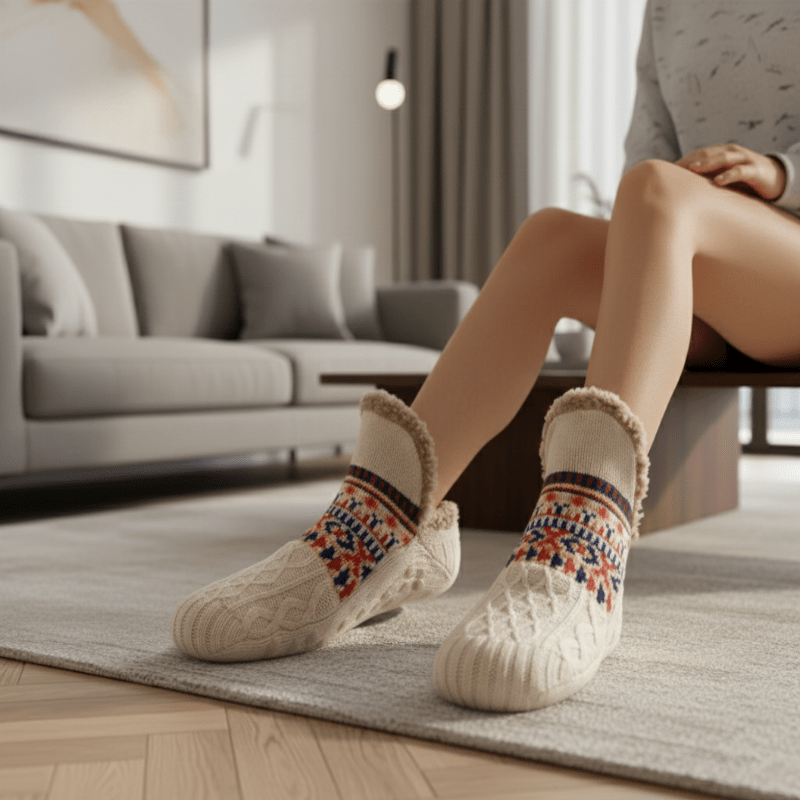CozyNest Ultra měkké protiskluzové domácí ponožky pro teplé pohodlí