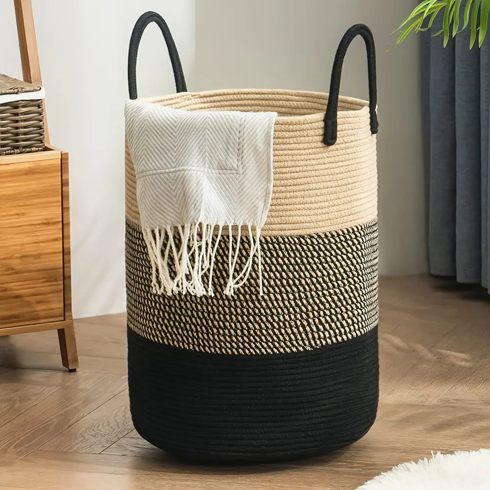 58L Foldable Laundry Basket Crafted From Cotton With Sturdy Handles