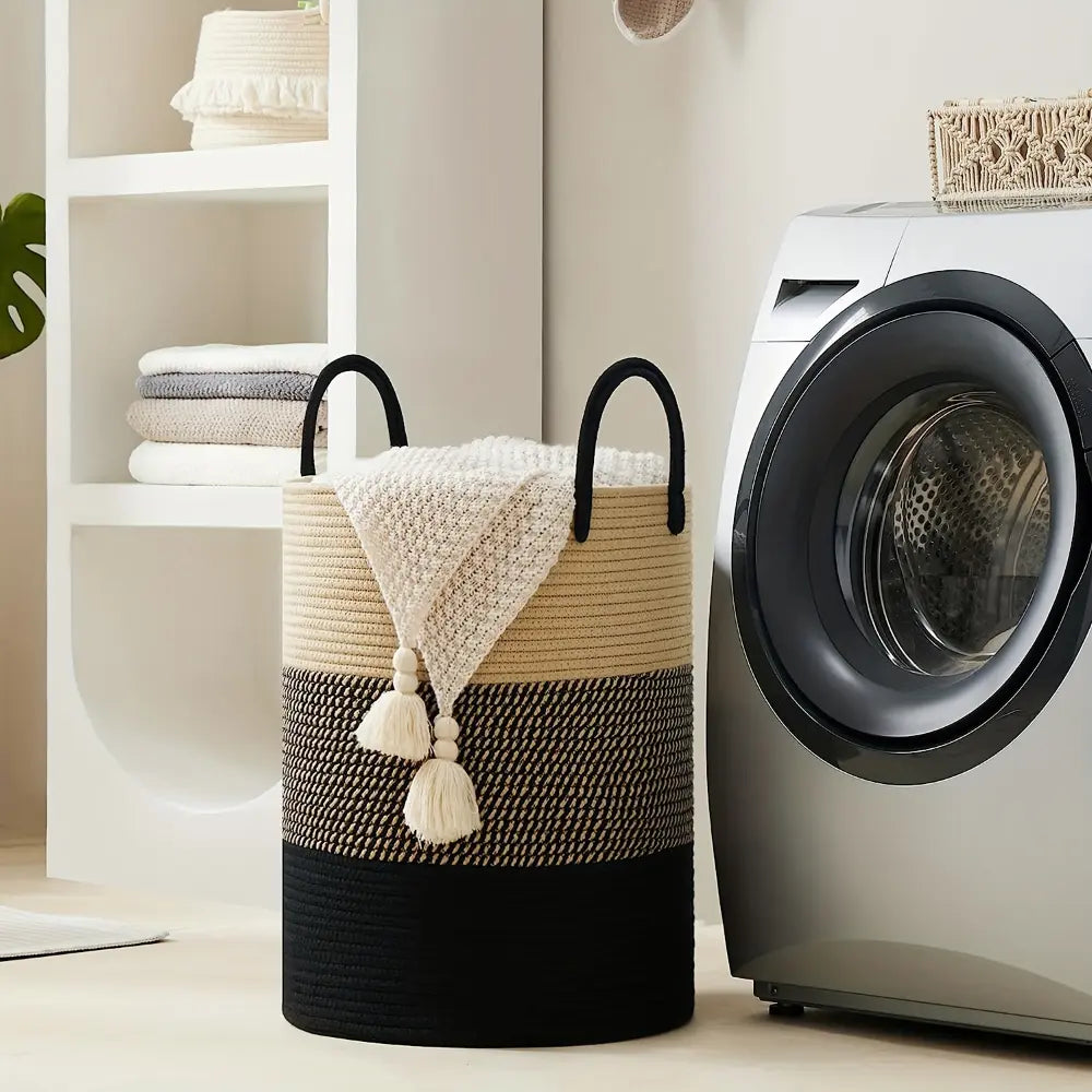 58L Foldable Laundry Basket Crafted From Cotton With Sturdy Handles