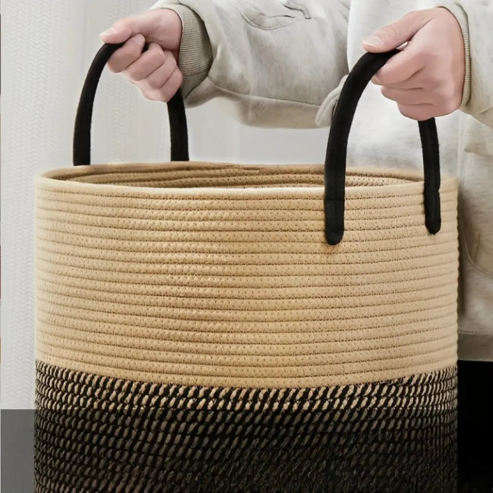 58L Foldable Laundry Basket Crafted From Cotton With Sturdy Handles