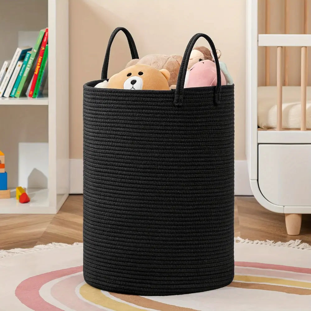 58L Foldable Laundry Basket Crafted From Cotton With Sturdy Handles