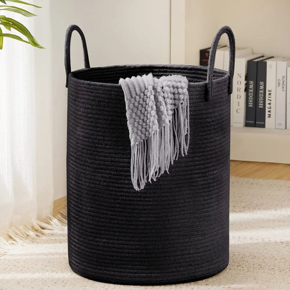 58L Foldable Laundry Basket Crafted From Cotton With Sturdy Handles
