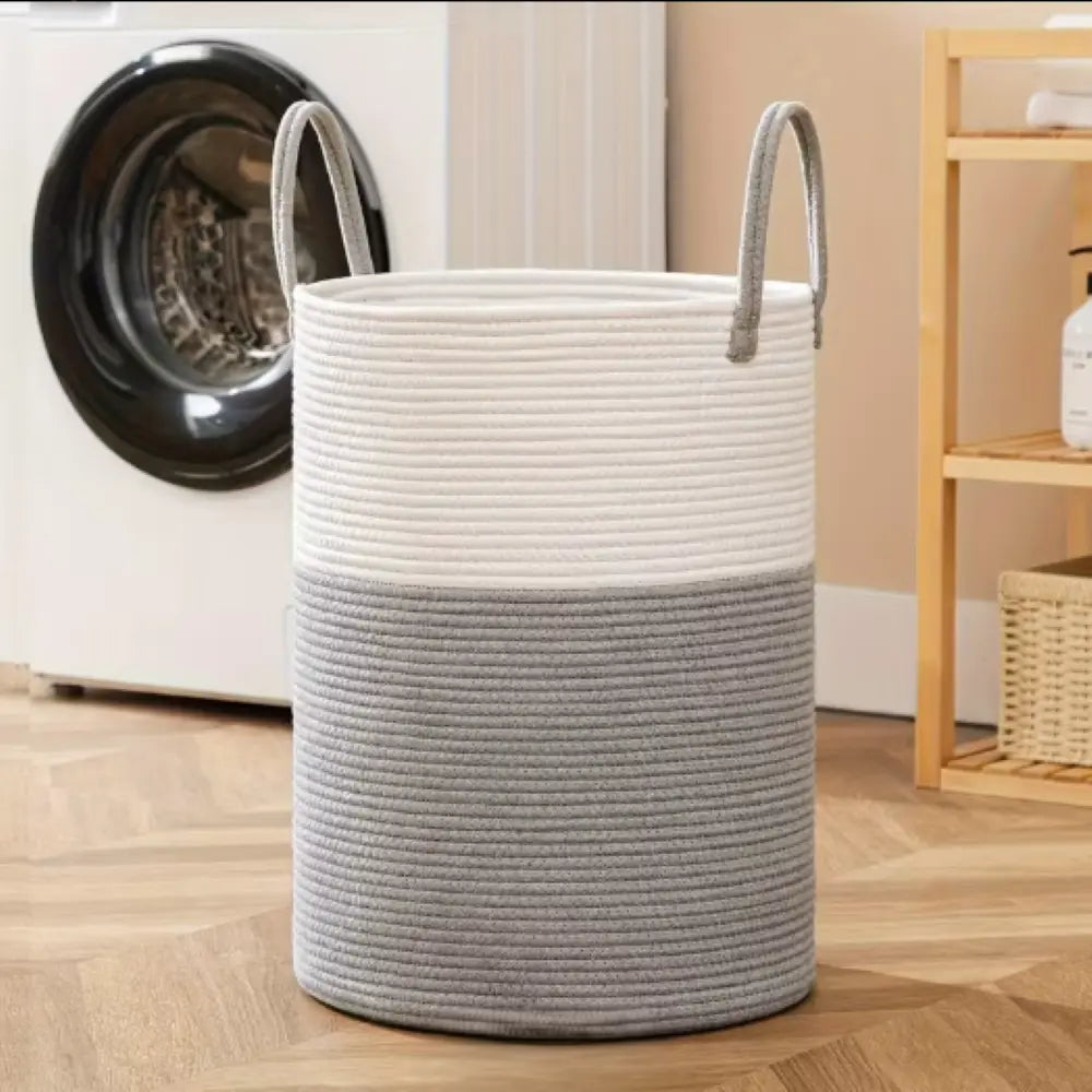 58L Foldable Laundry Basket Crafted From Cotton With Sturdy Handles