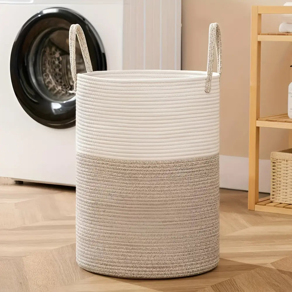 58L Foldable Laundry Basket Crafted From Cotton With Sturdy Handles