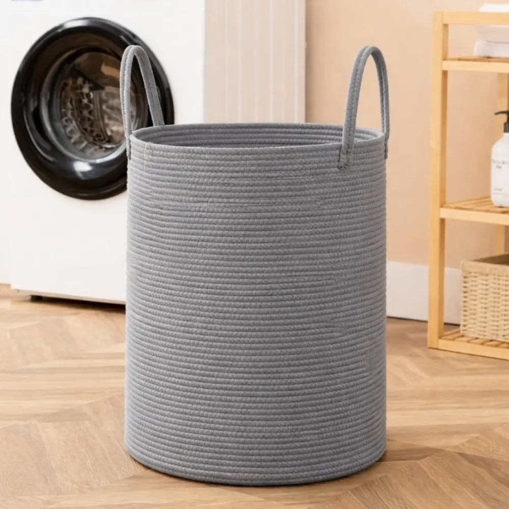 58L Foldable Laundry Basket Crafted From Cotton With Sturdy Handles