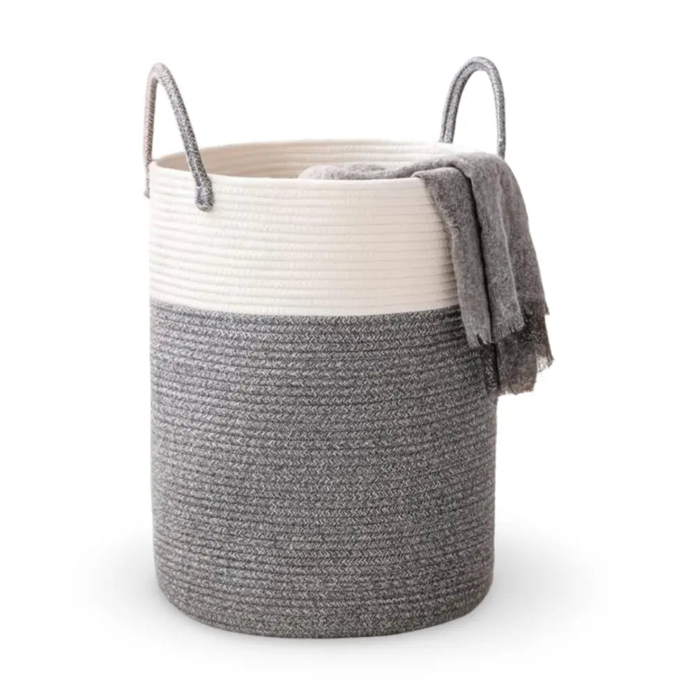 58L Foldable Laundry Basket Crafted From Cotton With Sturdy Handles