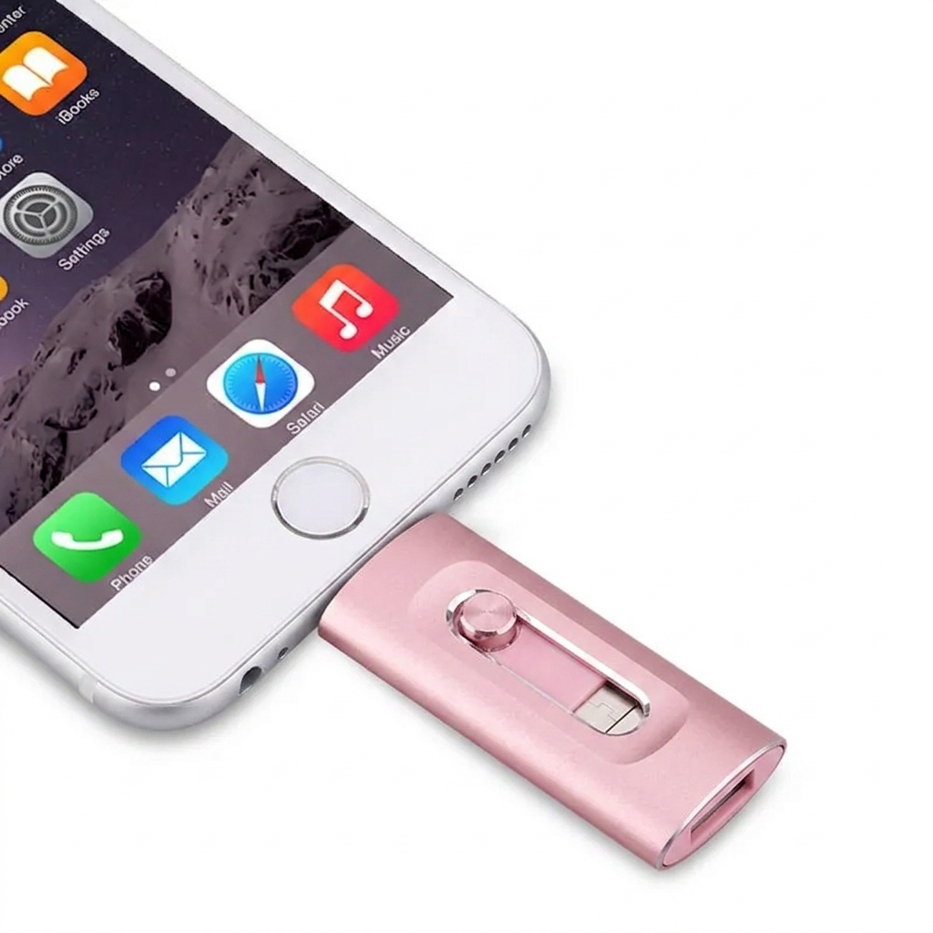 3-in-1 USB Stick Metal 6.6x2cm Lightning USB-C USB 3.0 iPhone Android Mac PC 256GB 2TB Photo Video Storage Keychain