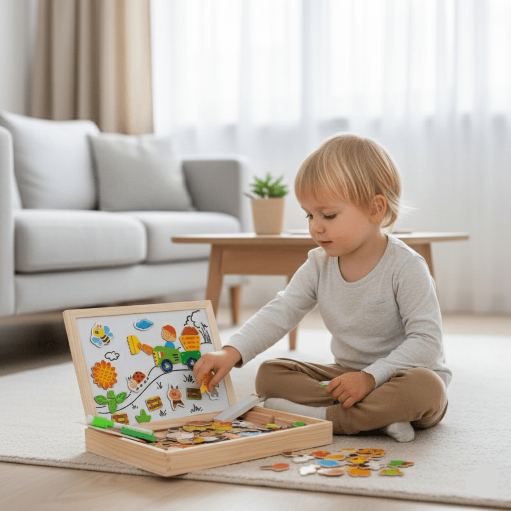 NovaBlocks 2v1 Montessori kreslící tabule s magnetickou tabulí a tabulí na křídu pro děti