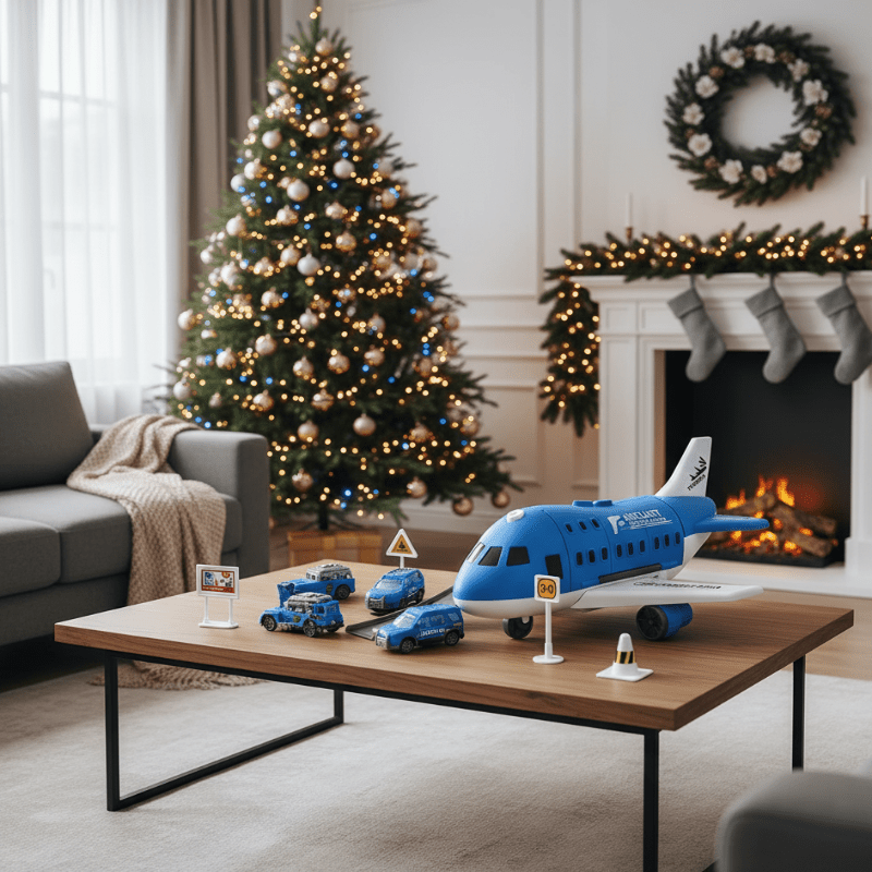 AirNova Playset Inertial Airplane And Vehicle Set With Helicopter And Road Signs