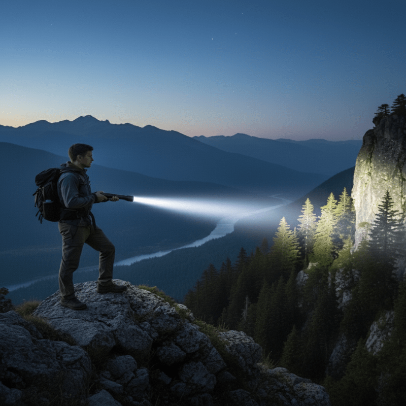 NovaBeam Výkonná LED Svítilna s 100000 lumeny, USB Nabíjením, Vodotěsným a Zoom Designem