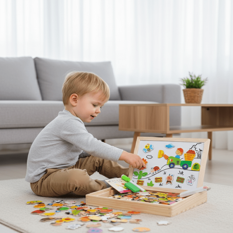 NovaBlocks 2v1 Montessori kreslící tabule s magnetickou tabulí a tabulí na křídu pro děti