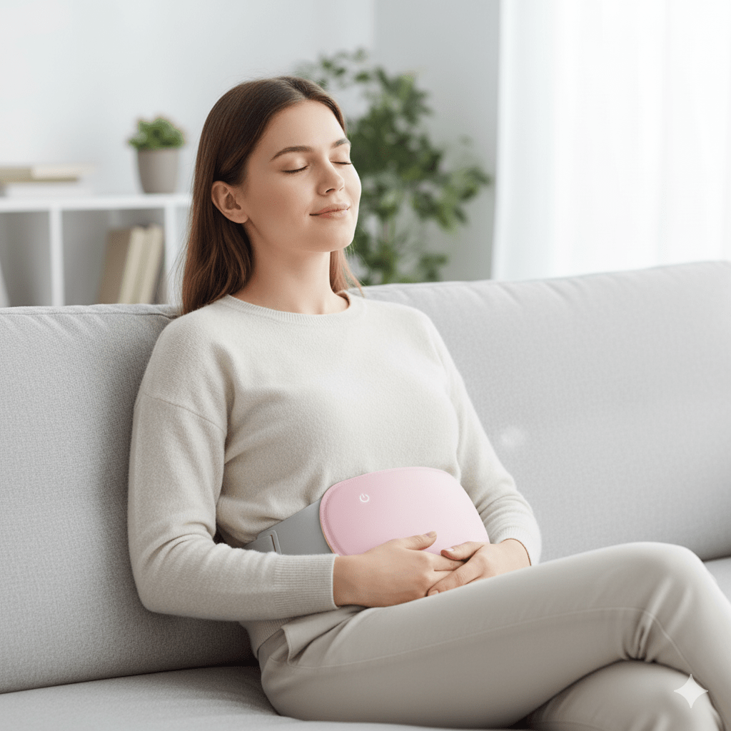 CalmWaves Elektrisches Bauchheizkissen mit Vibration zur Schmerzlinderung