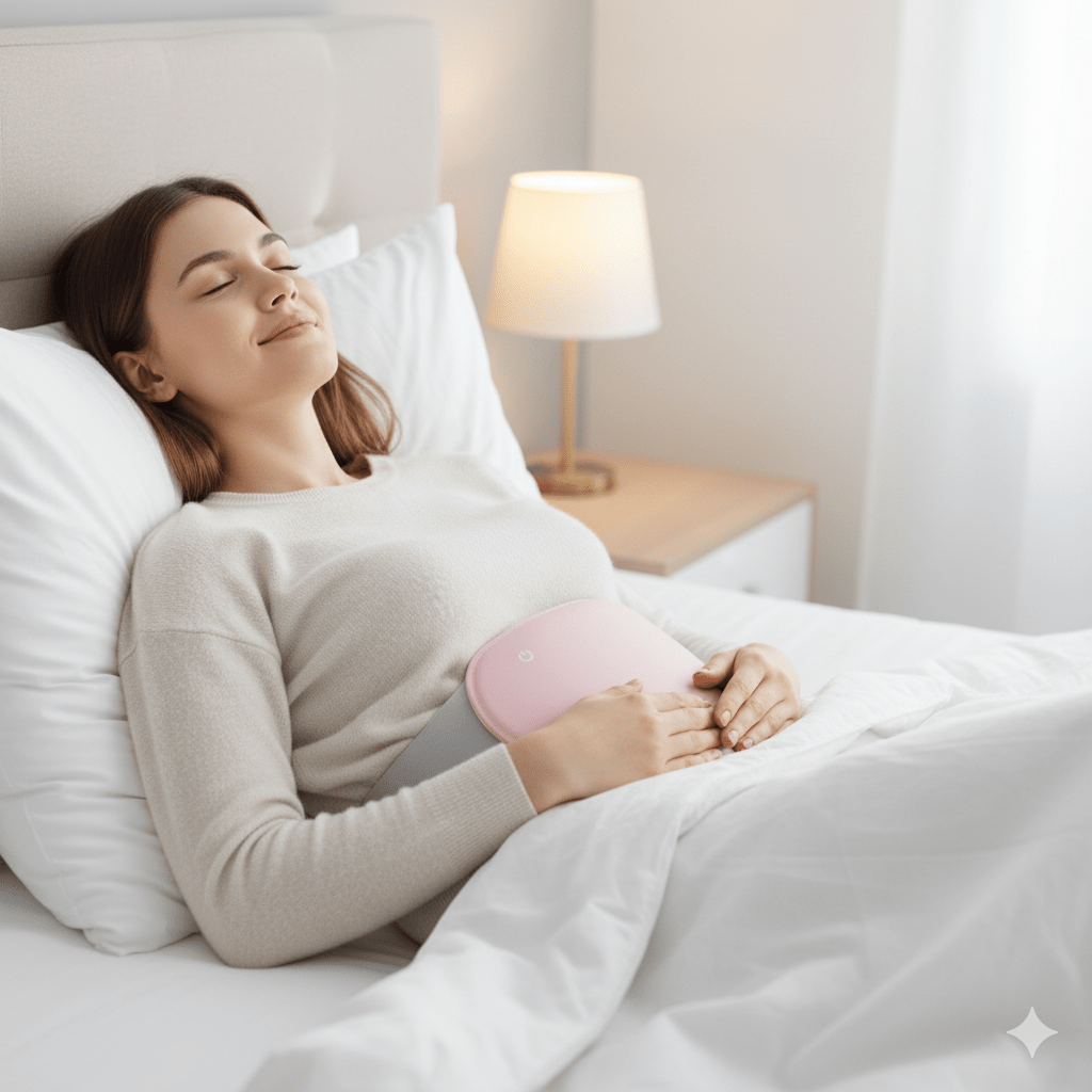 CalmWaves Elektrisches Bauchheizkissen mit Vibration zur Schmerzlinderung