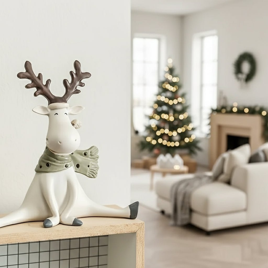 Reindeer Charm: Hand-Painted Figure With Scarf (14 cm)