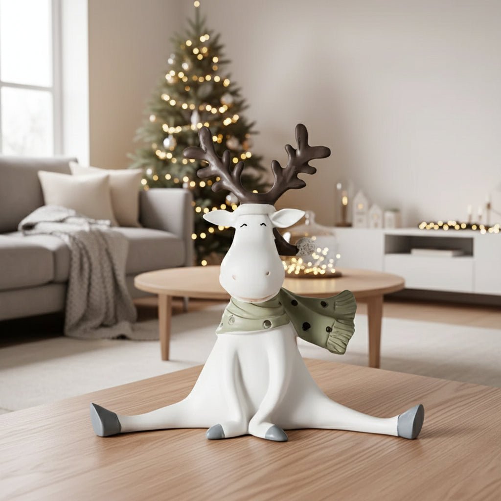 Reindeer Charm: Hand-Painted Figure With Scarf (14 cm)