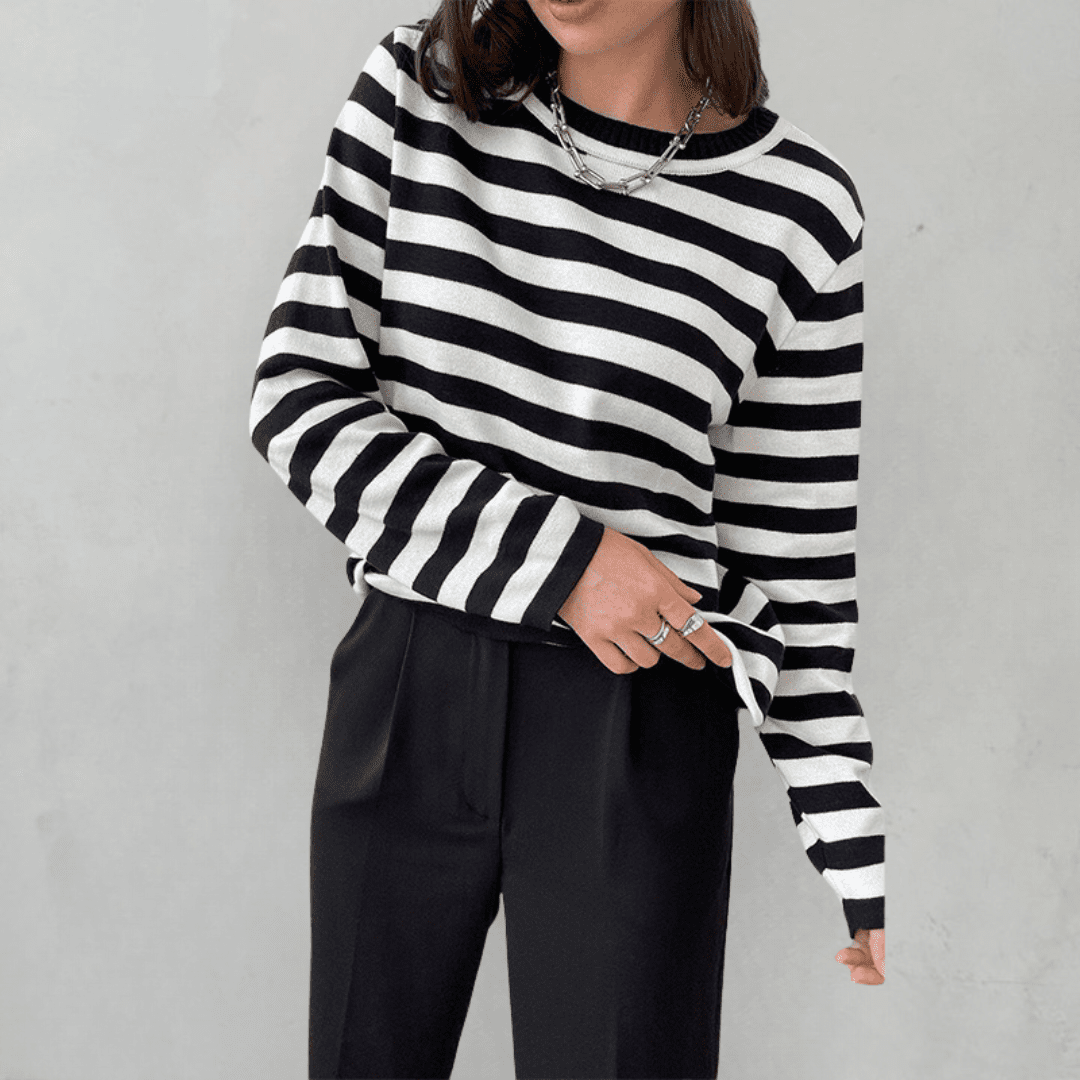 LumaStripe Striped Long-Sleeve Shirt for Women Made of Soft Material