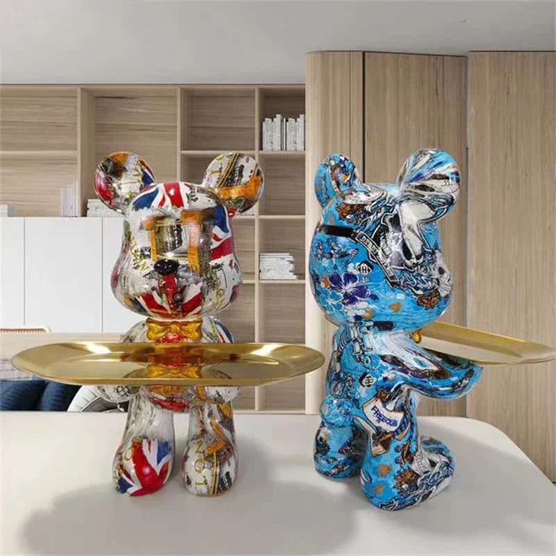 StreetPaws Graffiti Bear Sculpture Decor For Modern Home Or Desk