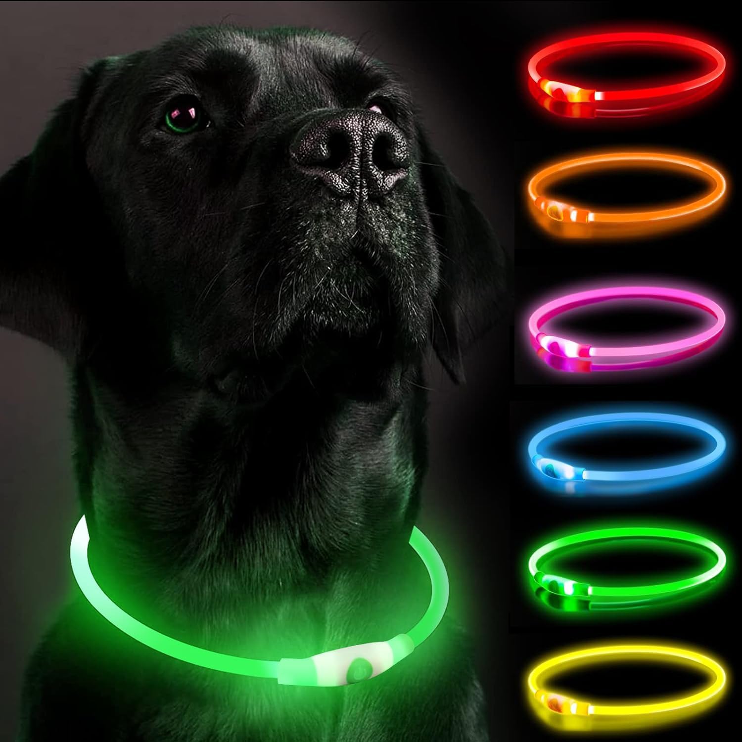 Rechargeable Lighted Dog Collar For Nighttime Walking And Safety