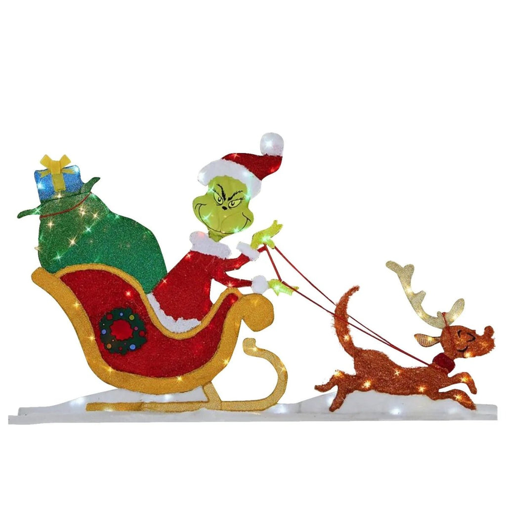 Aurora Grinch Garden Decor With LED Lights For Christmas Outdoor Scene