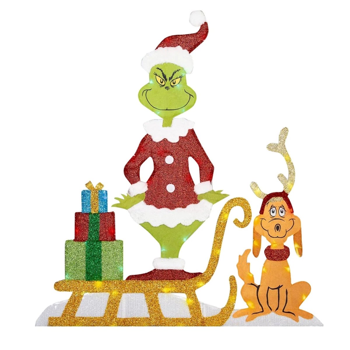 Aurora Grinch Garden Decor With LED Lights For Christmas Outdoor Scene