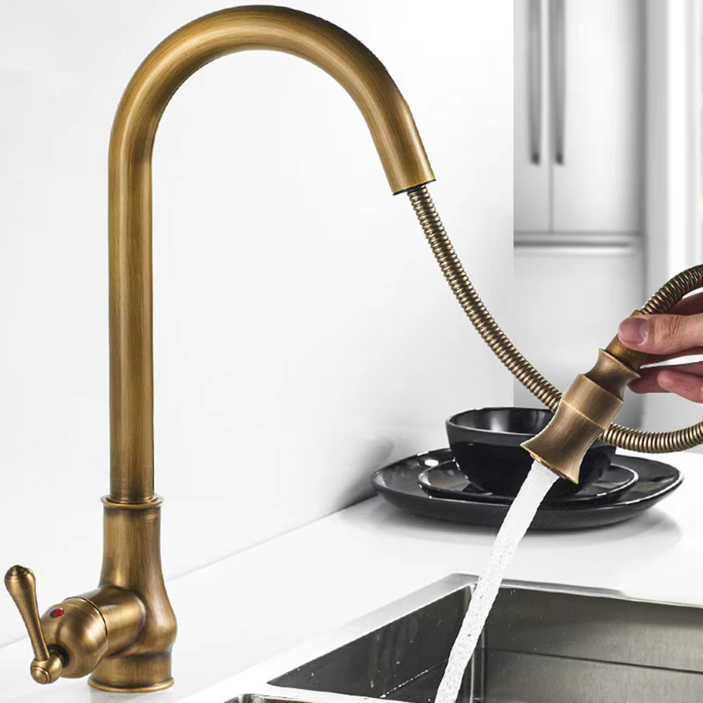 VintageTap vandhane i antik messing til køkkenvask klassisk design