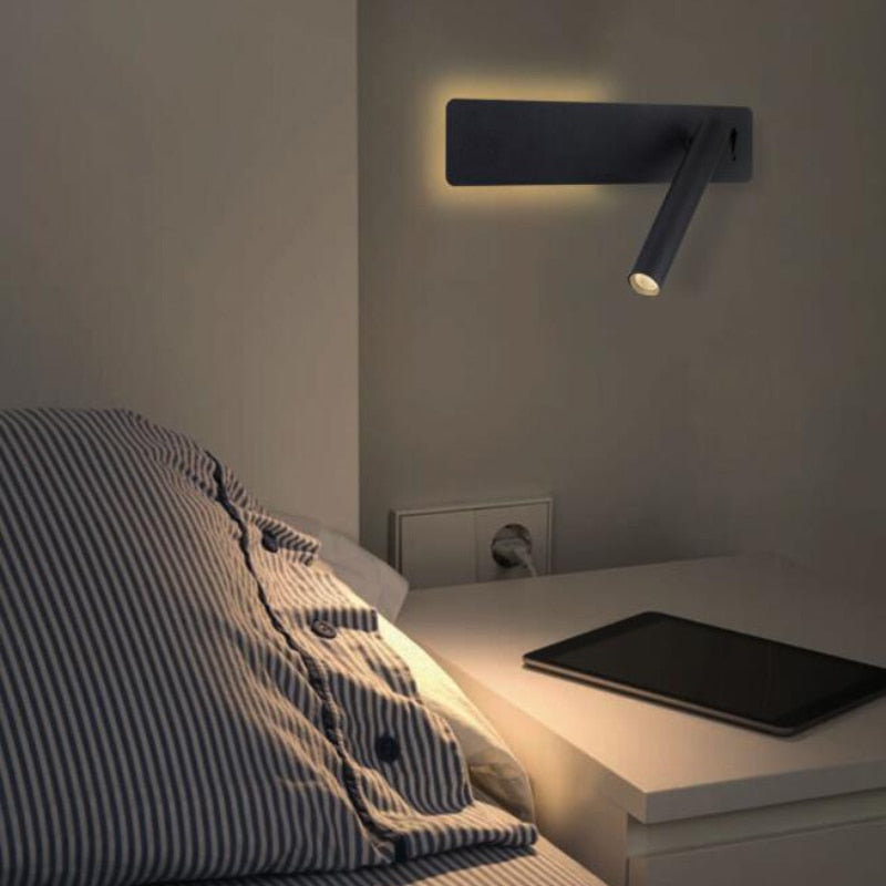 Nastavitelná LED čtecí lampa s nástěnným držákem a otočnou hlavou