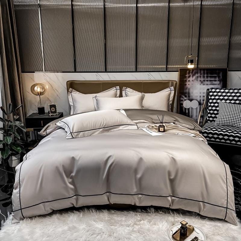 Kaelyn Egyptian Cotton Hotel Bedding Set With Trim Details