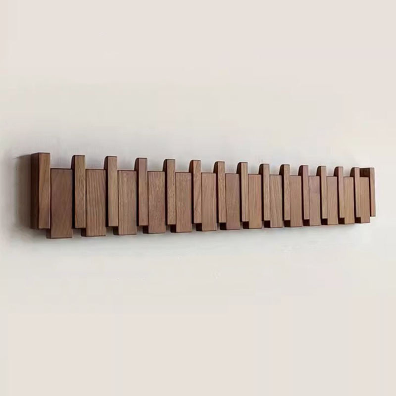 Eloria Piano-Inspired Wooden Coat Rack With Foldable Hooks