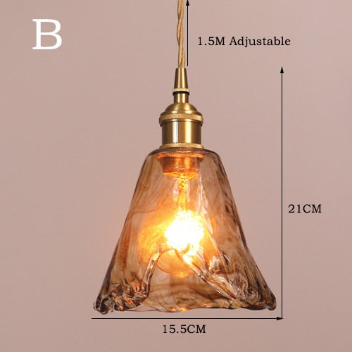 Corvin Brass And Amber Glass Pendant Light