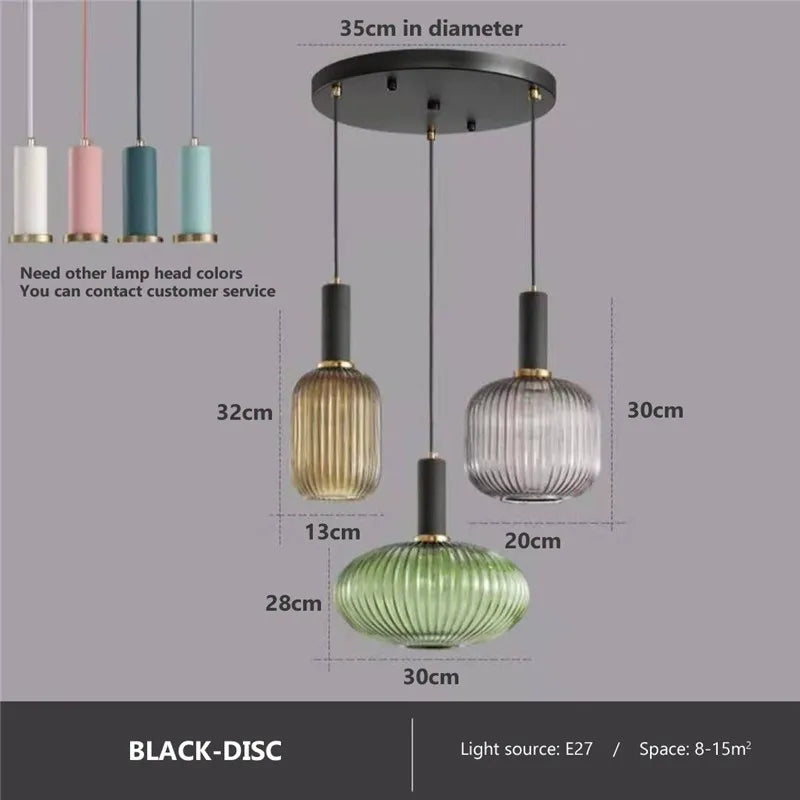Vivid Retro Glass Pendant Light With LED In Living Room