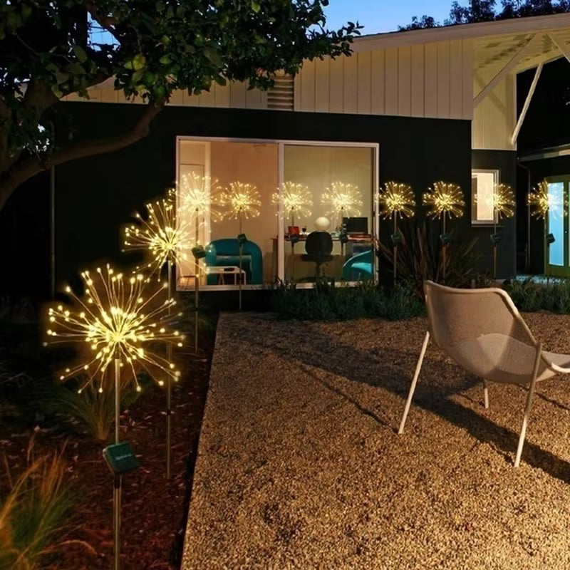 Solar-Gartenlampe mit eleganten LED-Feuerwerkslichtern für den Außenbereich IP65 Solarbetrieben