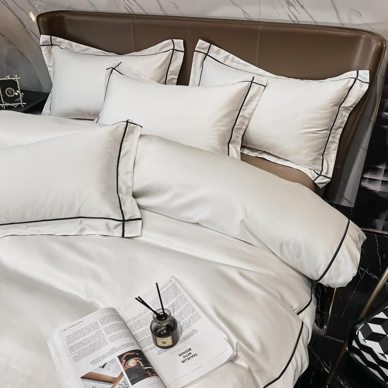 Kaelyn Egyptian Cotton Hotel Bedding Set With Trim Details