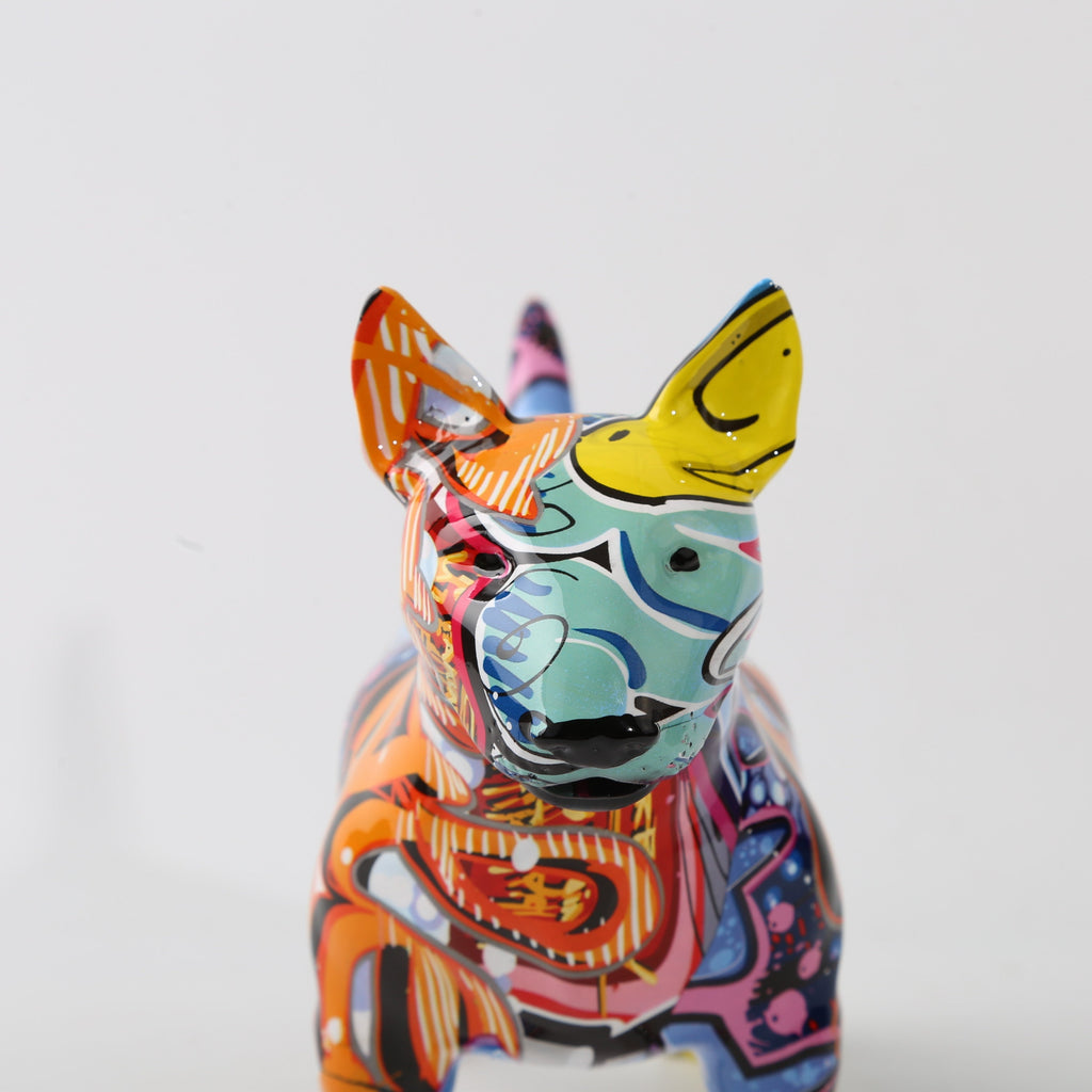 Sculpture graffiti Bull Terrier pour décoration murale moderne