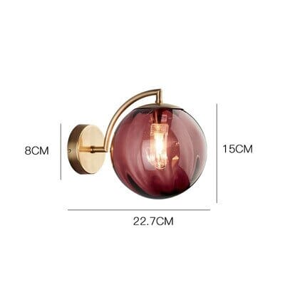 Lyria Glass Round Wall Lamp in Sleek Modern Metal Finish
