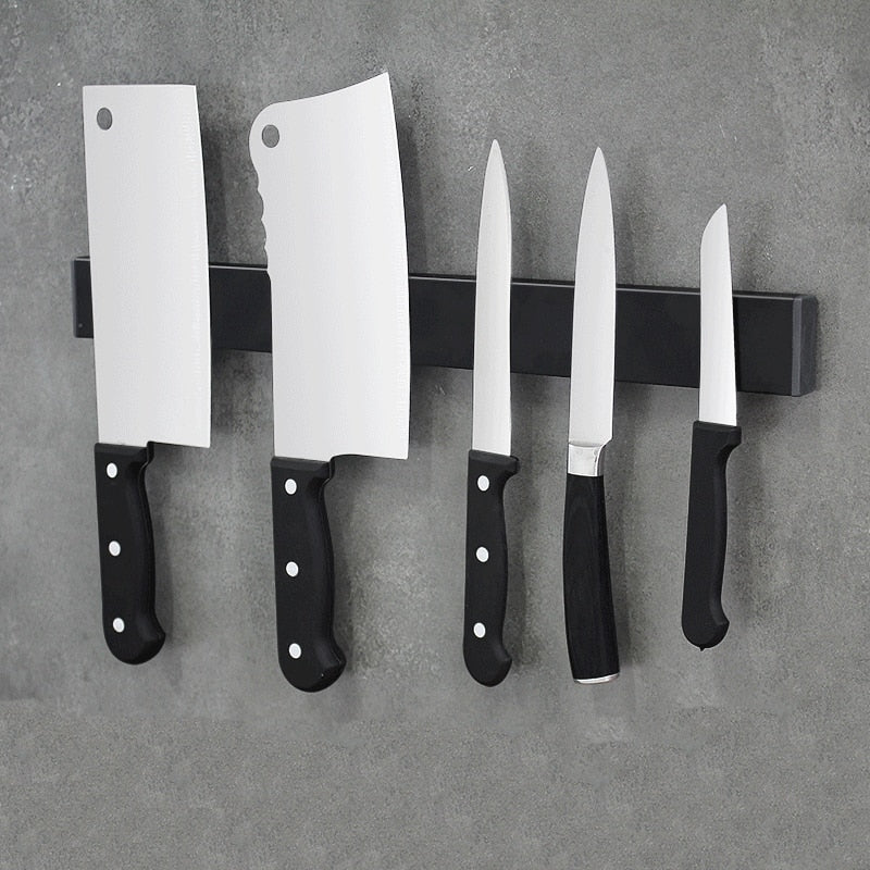 Black Stainless Steel Wall Mount Magnetic Knife Holder Rack