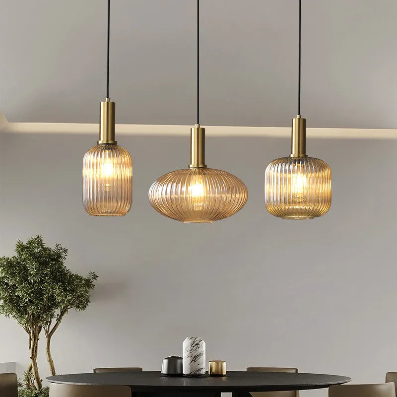 Vivid Retro Glass Pendant Light With LED In Living Room