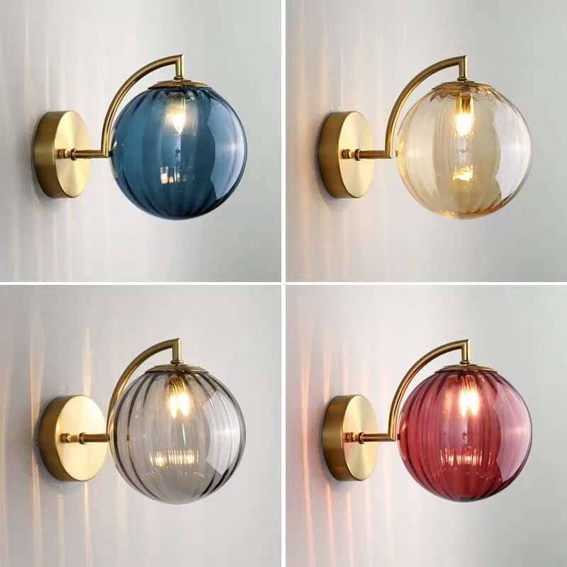 Lyria Glass Round Wall Lamp in Sleek Modern Metal Finish