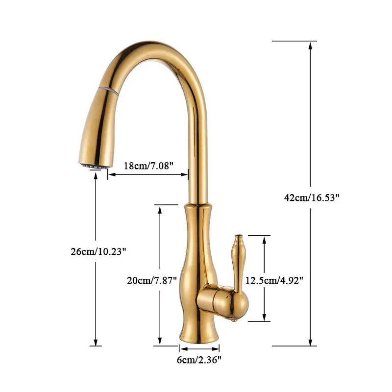 GlamFaucet Køkkenarmatur med Guldfinish og Moderne Udseende i Dag