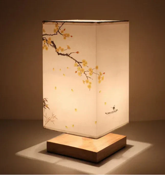Cherry Blossom Glow Table Lamp With Soft Cloth Shade For Cozy Ambience
