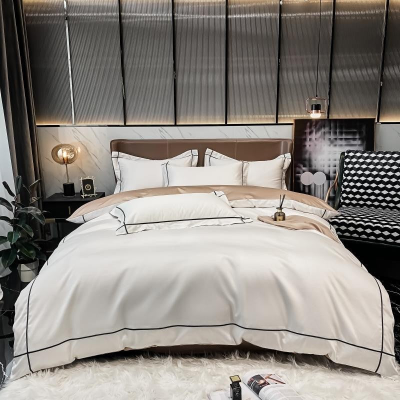 Kaelyn Egyptian Cotton Hotel Bedding Set With Trim Details