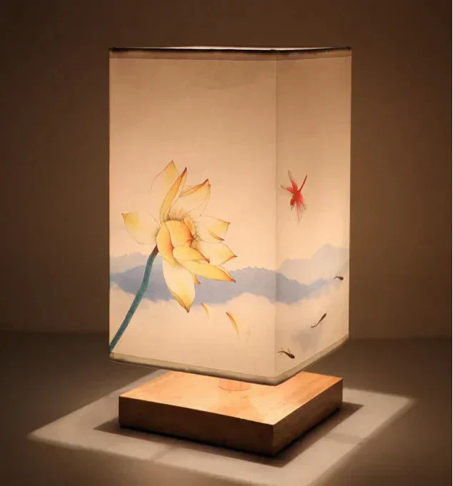 Cherry Blossom Glow Table Lamp With Soft Cloth Shade For Cozy Ambience